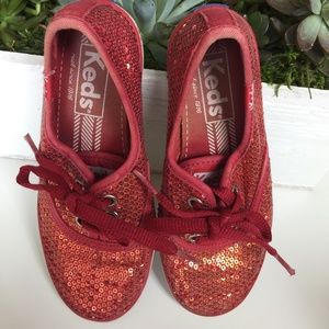 Red sequin/glitter Keds